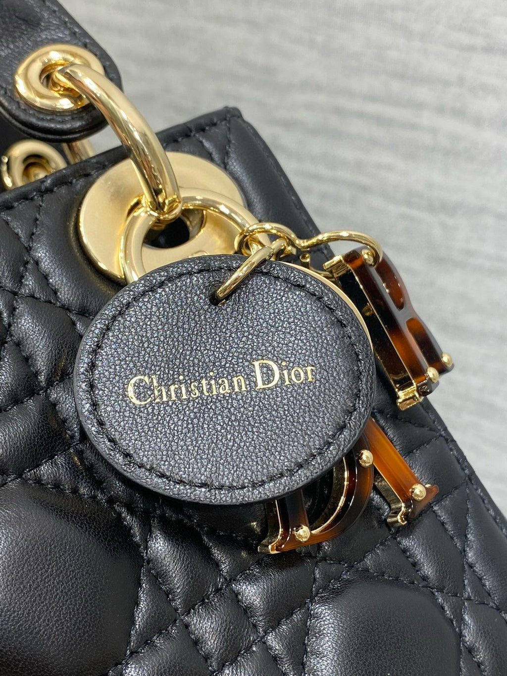 DIOR SMALL 20 LADY BAG IN BLACK MACROCANNAGE LAMBSKIN WITH GOLD HARDWARE