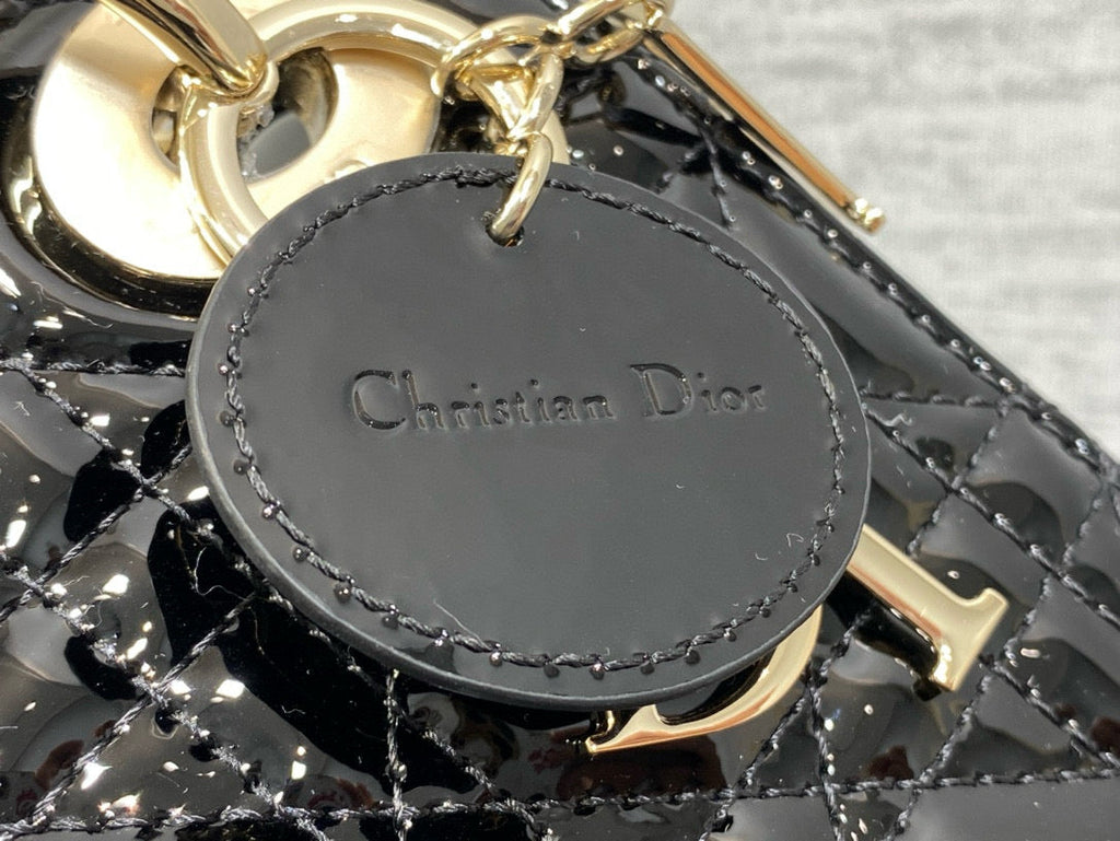 DIOR MINI 17 LADY BAG IN BLACK PATENT CALFSKIN