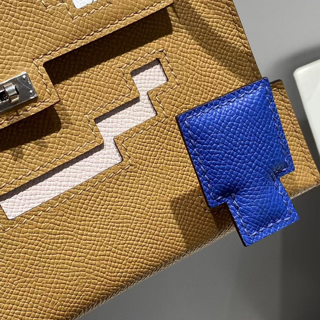 HERMES KELLY DOLL PICTO MINI 18 BROWN MIX BLUE CALFSKIN