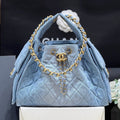 CHANEL 25 HANDBAG IN BLUE 30 DENIM GOLD HARDWARE