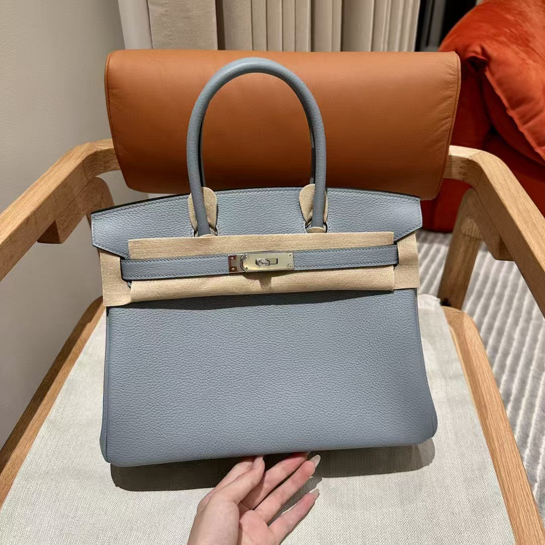 HERMES BIRKIN 30CM CLOUD BLUE TOGO LEATHER SILVER HARDWARE