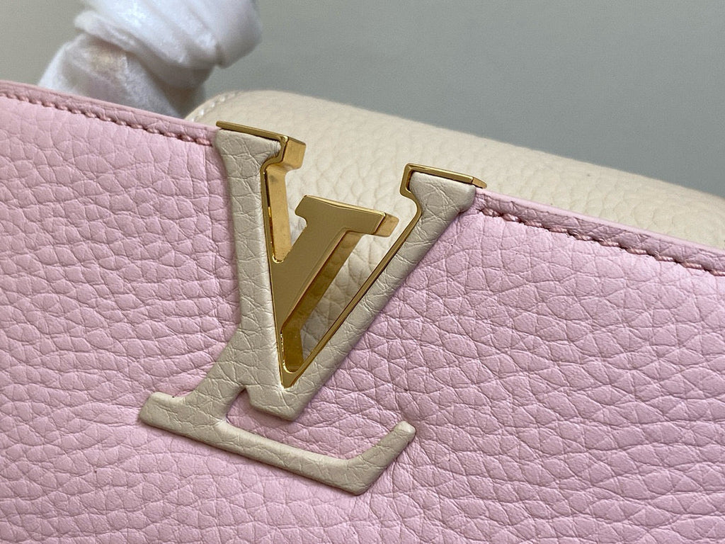 LOUIS VUITTON CAPUCINES MINI 21 IN LIGHT PINK TAURILLON LOVELOCK GOLD HARDWARE
