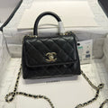 CHANEL MINI FLAP BAG 14 IN BLACK GRAINED CALFSKIN GOLD HARDWARE