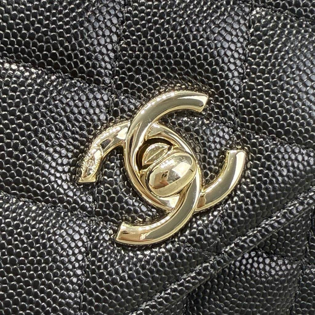 CHANEL MINI FLAP BAG 14 IN BLACK GRAINED CALFSKIN GOLD HARDWARE