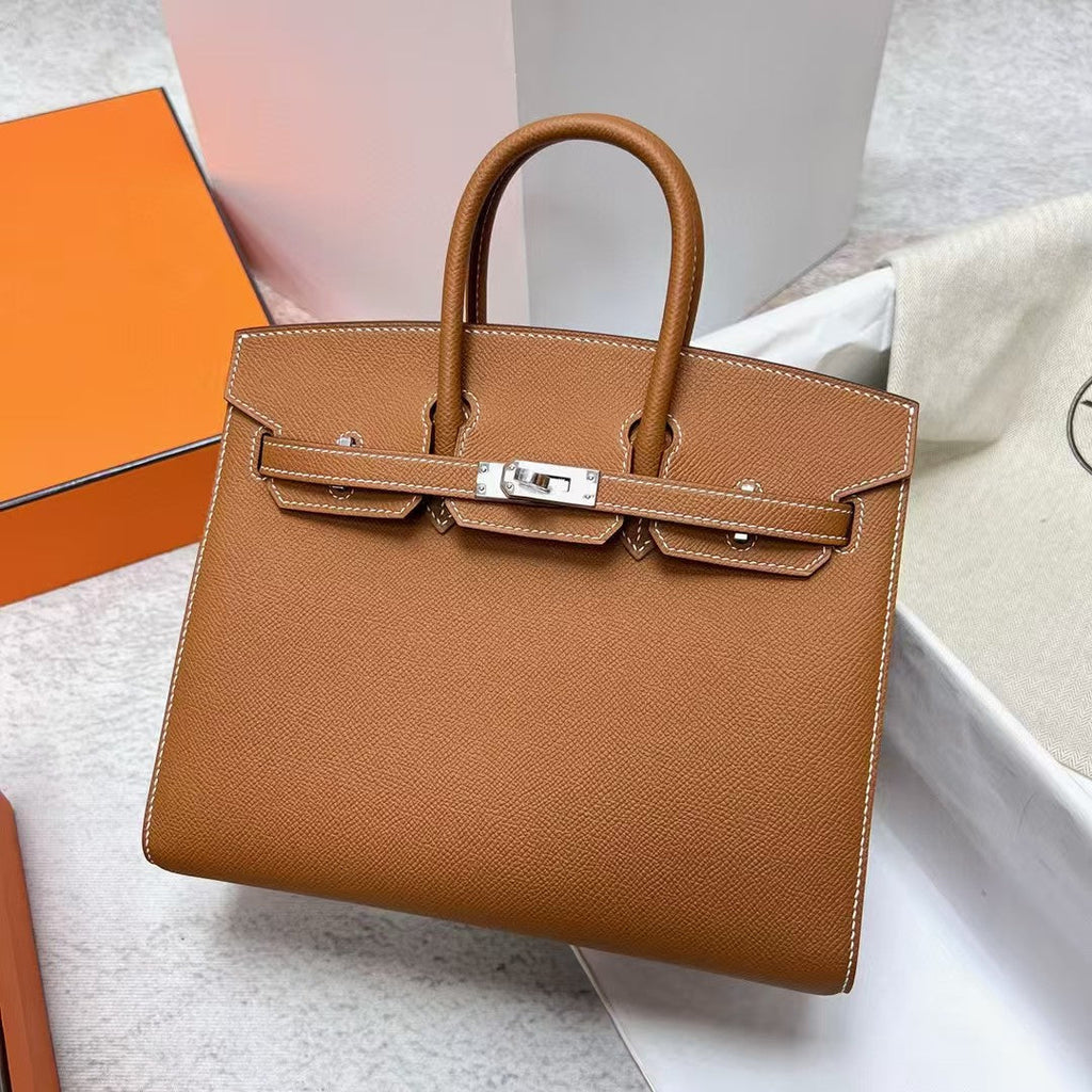 HERMES BIRKIN 25CM GOLD TOGO LEATHER SILVER HARDWARE
