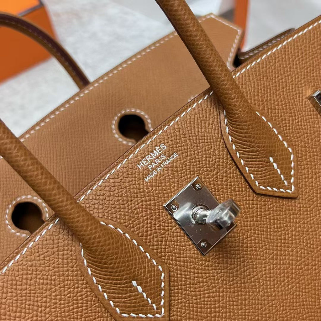HERMES BIRKIN 25CM GOLD TOGO LEATHER SILVER HARDWARE