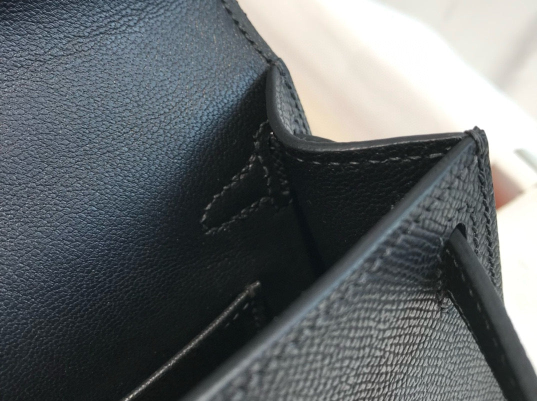 HERMES KELLY MINI 19 BLACK EPSOM CALFSKIN GOLD HARDWARE