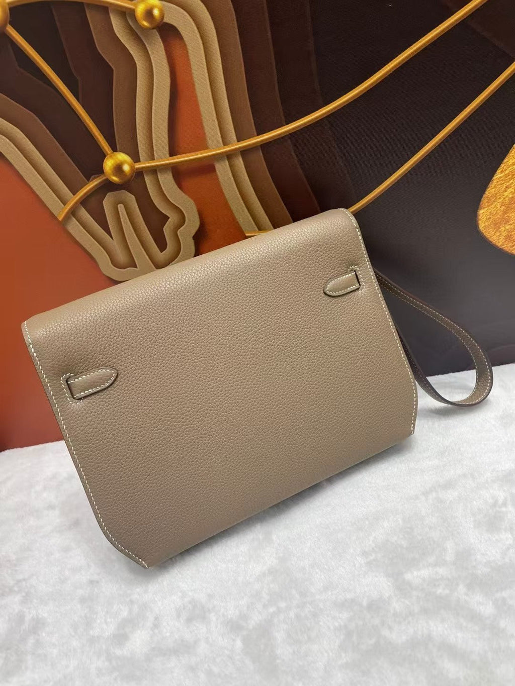 HERMES KELLY POCHETTE BAG 25 IN BROWN EPSOM LEATHER WITH PALLADIUM HARDWARE