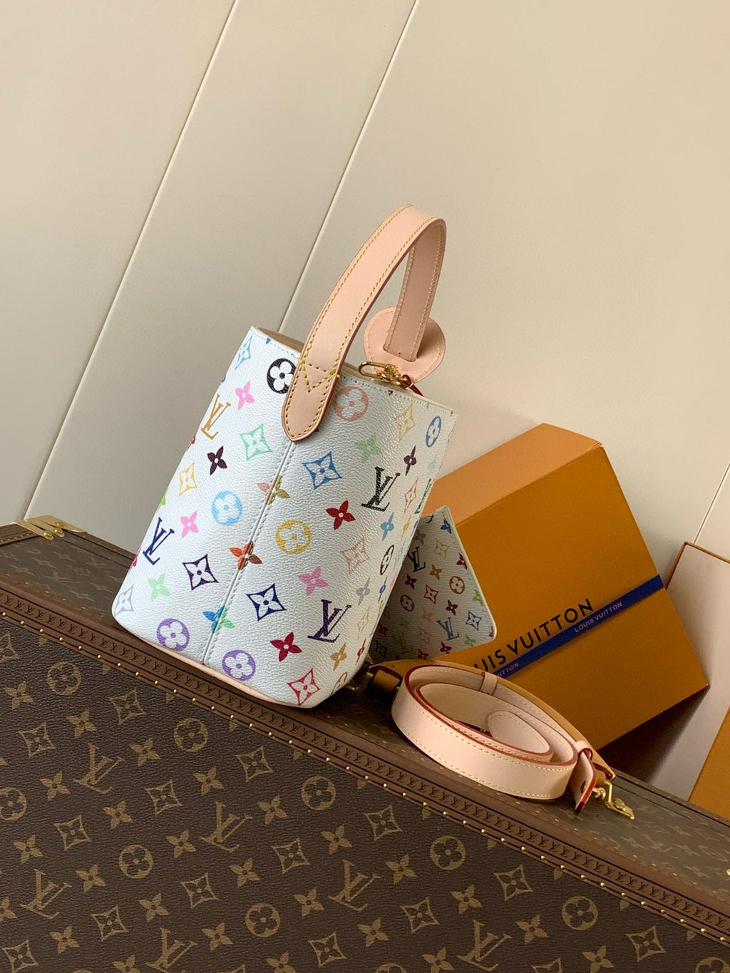 LOUIS VUITTON LV SHOULDER BAG 18 IN MULTICOLOR MONOGRAM CANVAS AND CALFSKIN