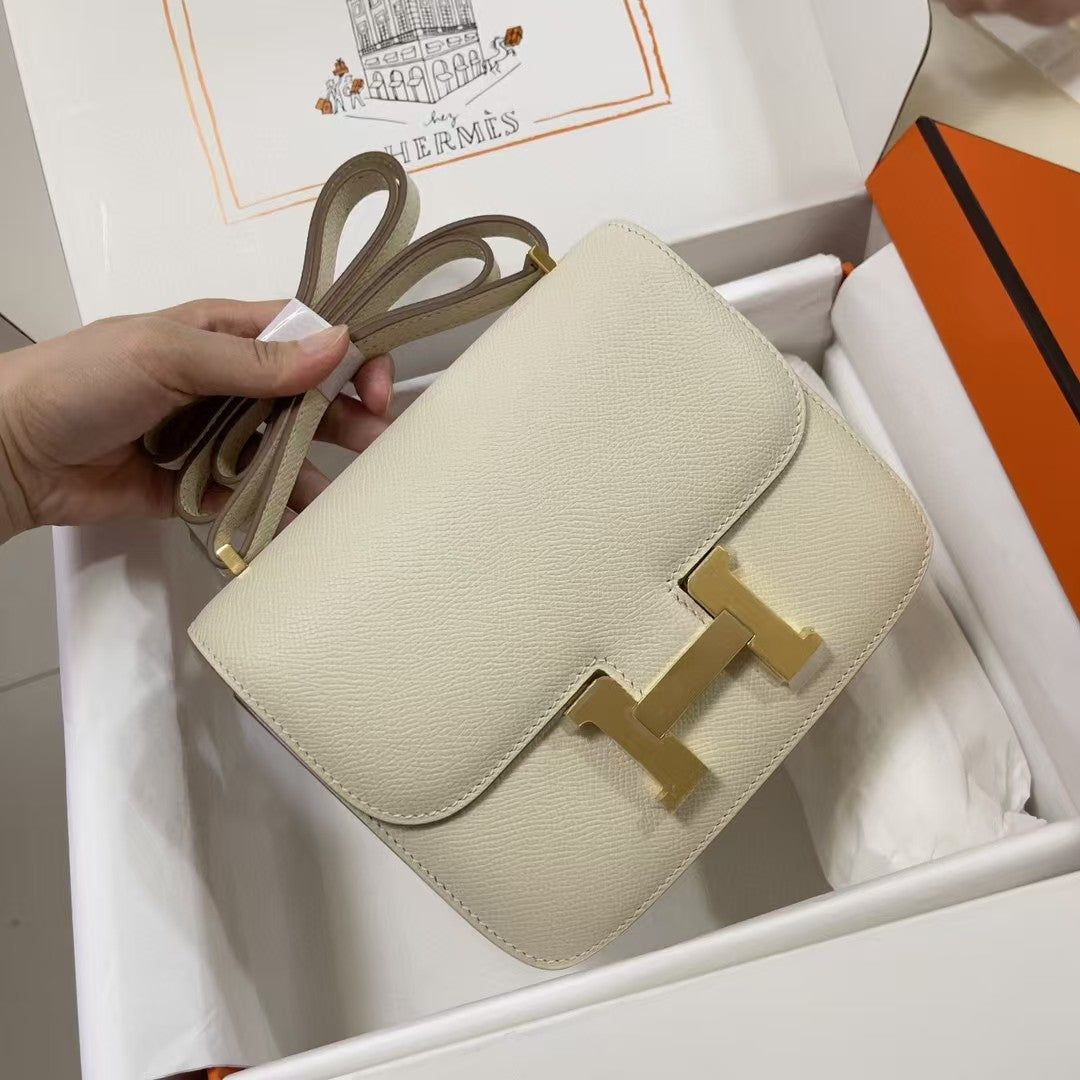 HERMES CONSTANCE 18 MILKY WHITE EPSOM GOLD HARDWARE