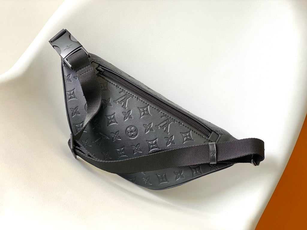 LOUIS VUITTON LV BELT BAG 44 IN BLACK EMBOSSED MONOGRAM CALFSKIN