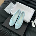 CHANEL BALLET FLATS IN BABY BLUE FABRIC