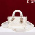 DIOR SMALL LADY D-JOY 22 WHITE LAMBSKIN GOLD HARDWARE