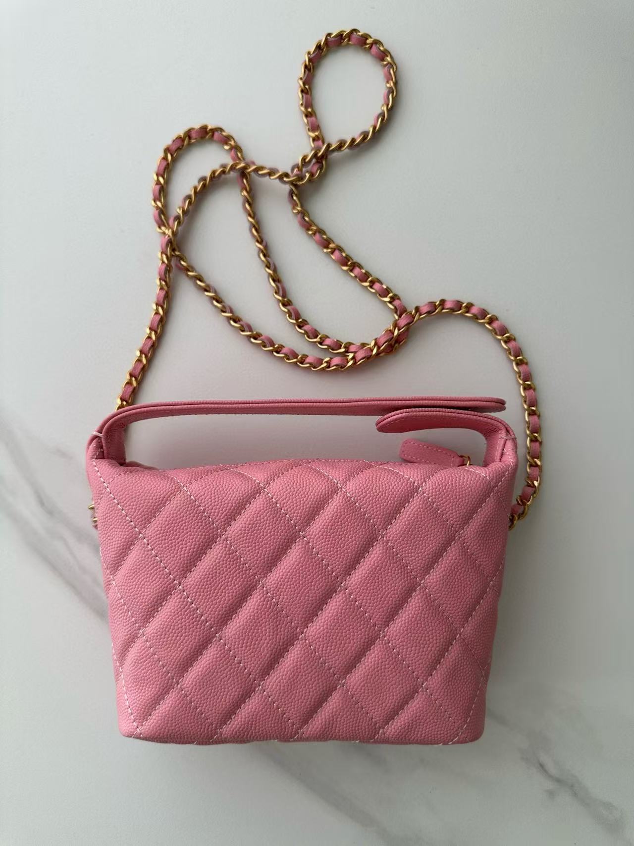 CHANEL TOP HANDLE BAG 19 IN PINK GRAINED CALFSKIN