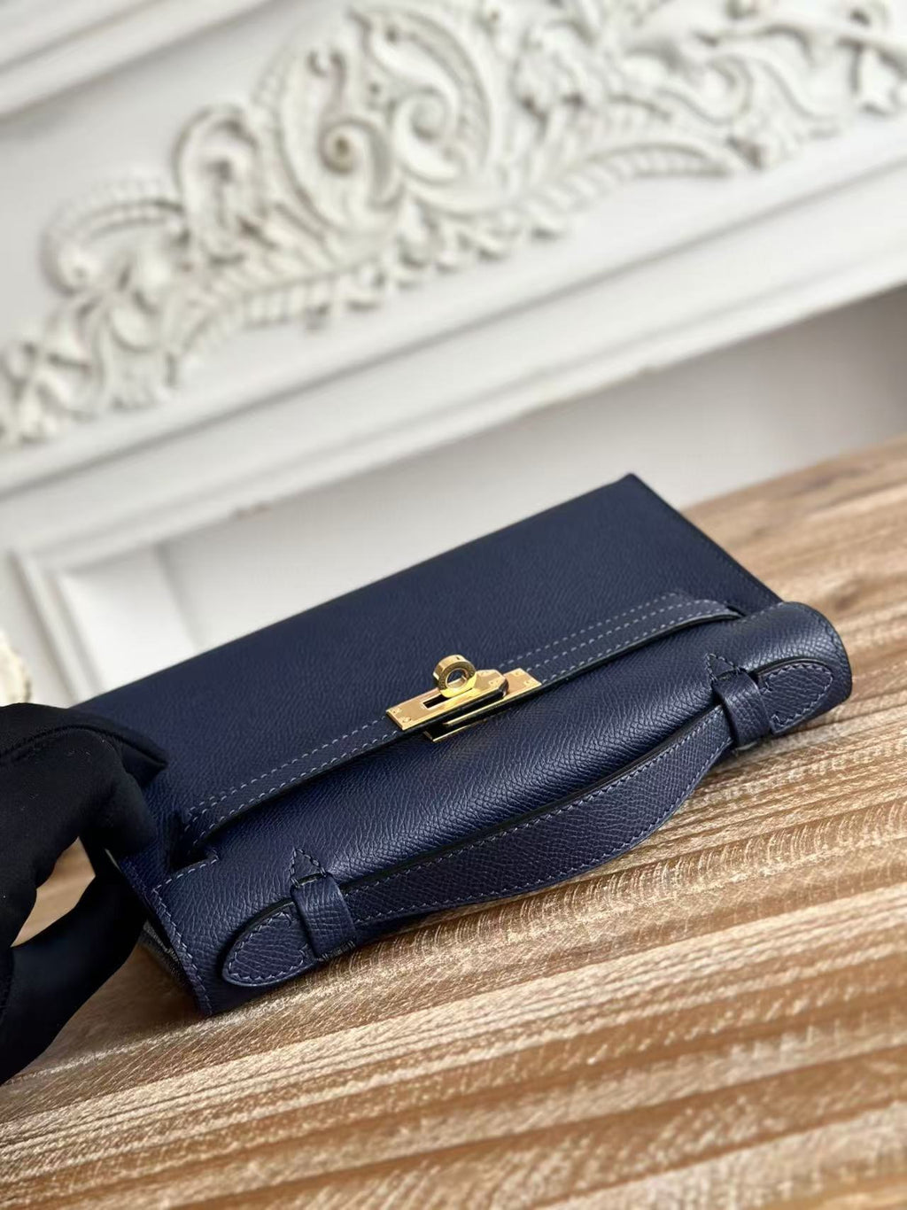 HERMES KELLY MINI POCHETTE 22 IN NAVY BLUE CALFSKIN
