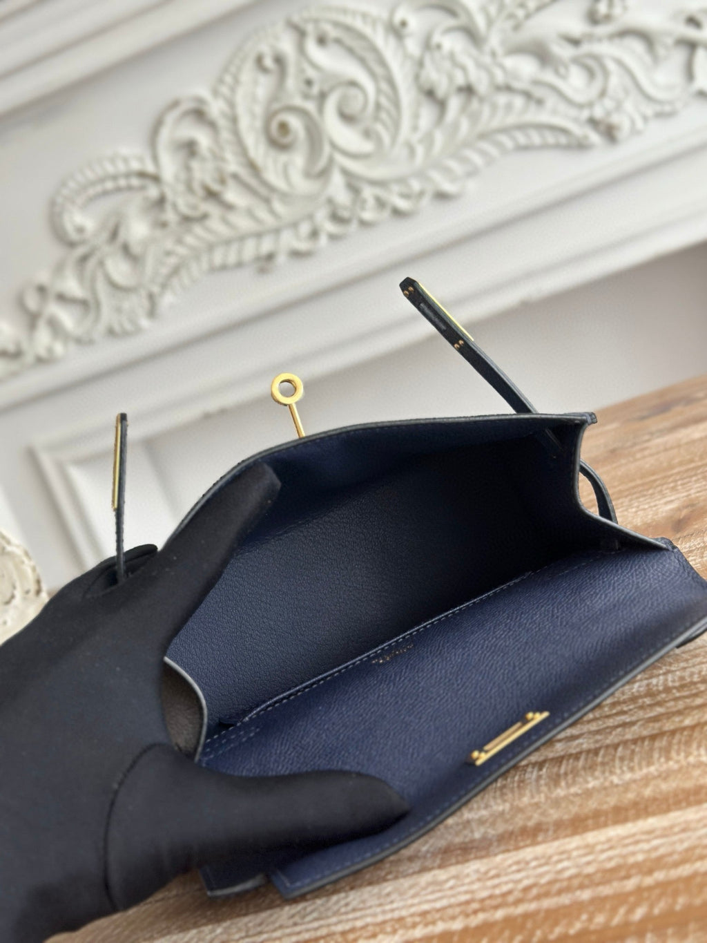 HERMES KELLY MINI POCHETTE 22 IN NAVY BLUE CALFSKIN