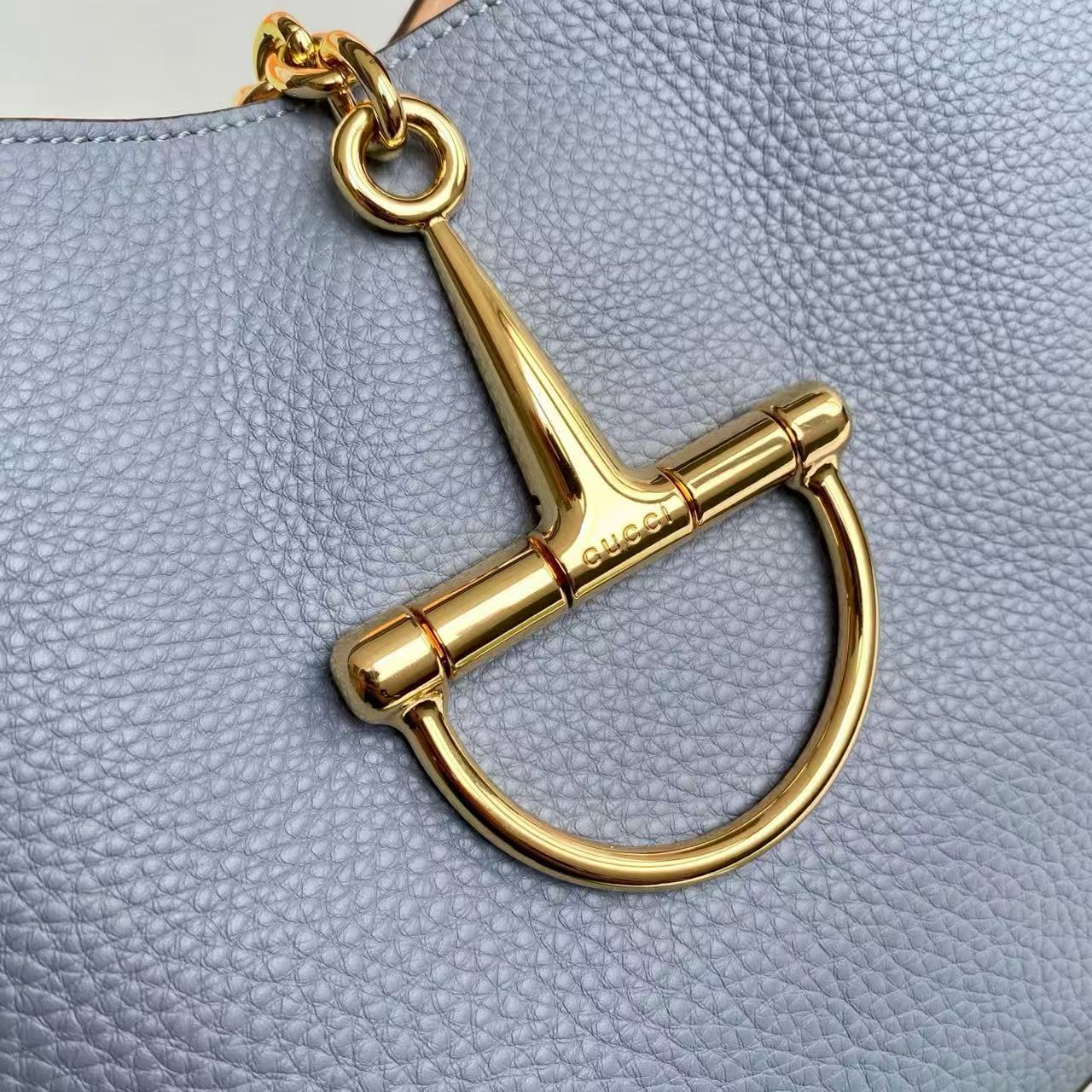 GUCCI HORSEBIT HOBO BAG 46 IN LIGHT BLUE CALFSKIN GOLD HARDWARE