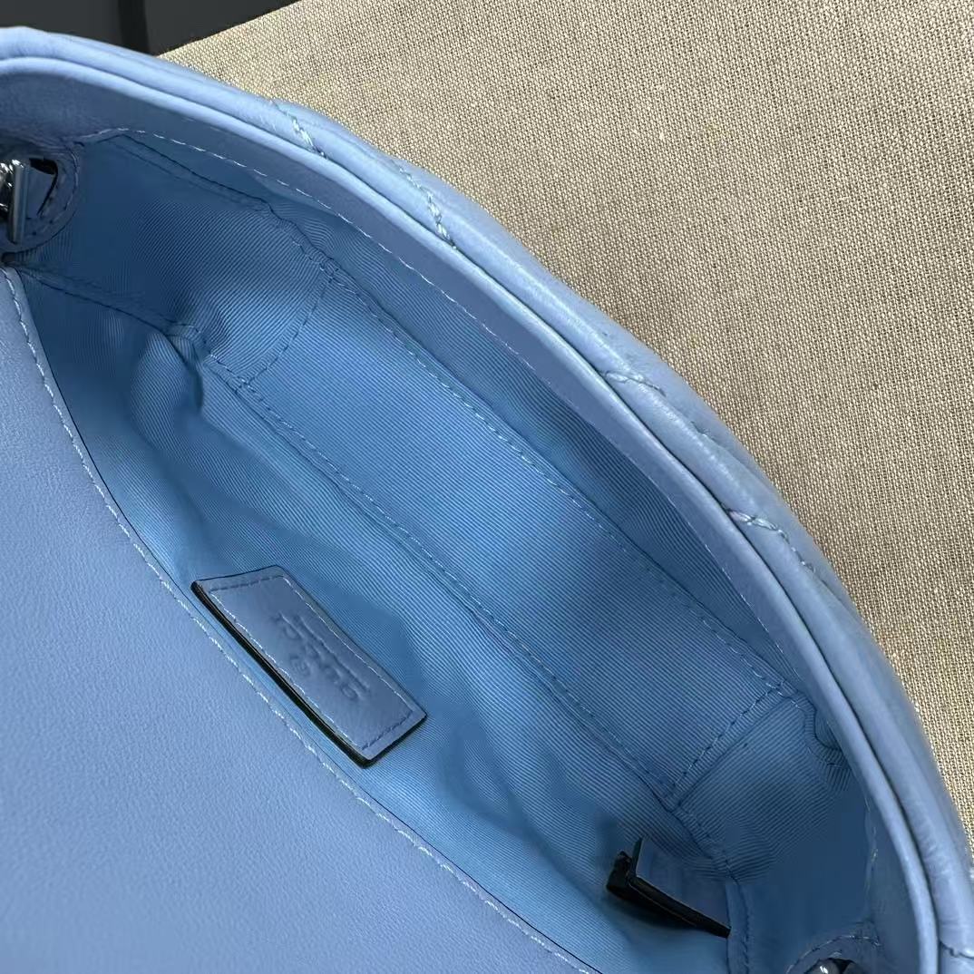 GUCCI MARMONT 16 MINI SHOULDER BAG BLUE CALFSKIN