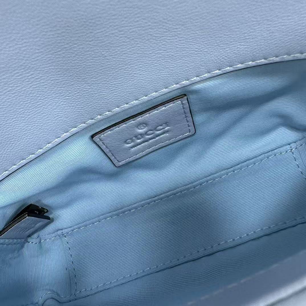 GUCCI MARMONT 16 MINI SHOULDER BAG BLUE CALFSKIN
