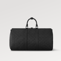 LOUIS VUITTON KEEPALL 50 BANDOULIERE BLACK EMPREINTE LEATHER