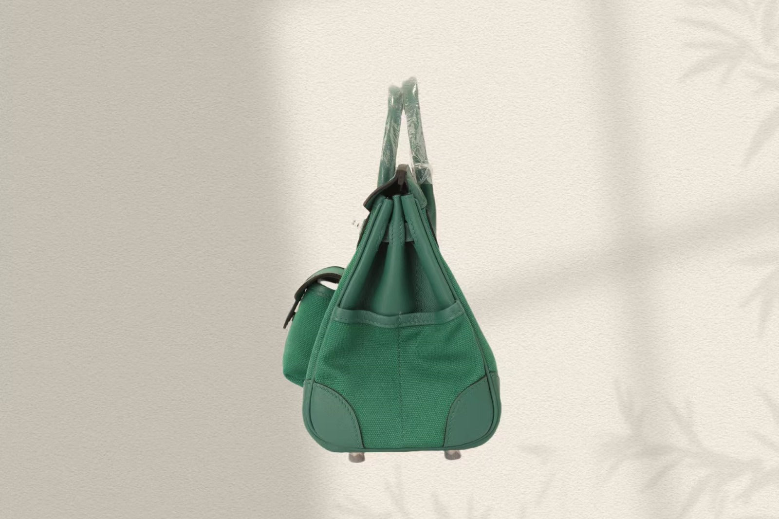 HERMES BIRKIN CARGO 25CM GREEN CANVAS AND LEATHER SILVER HARDWARE