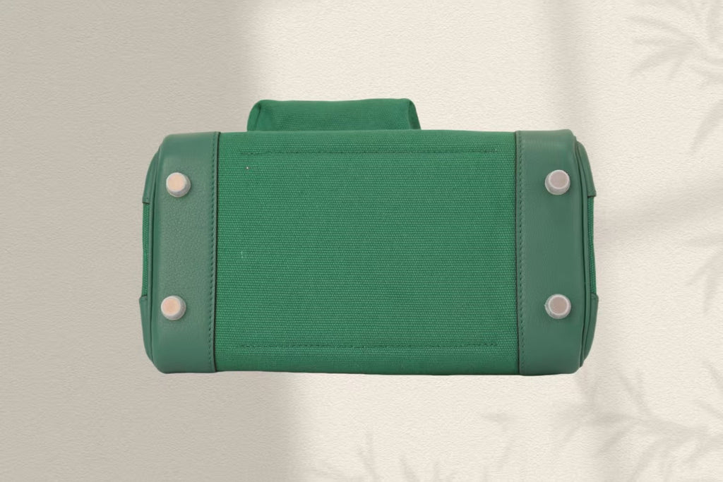 HERMES BIRKIN CARGO 25CM GREEN CANVAS AND LEATHER SILVER HARDWARE