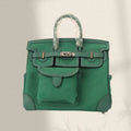 HERMES BIRKIN CARGO 25CM GREEN CANVAS AND LEATHER SILVER HARDWARE
