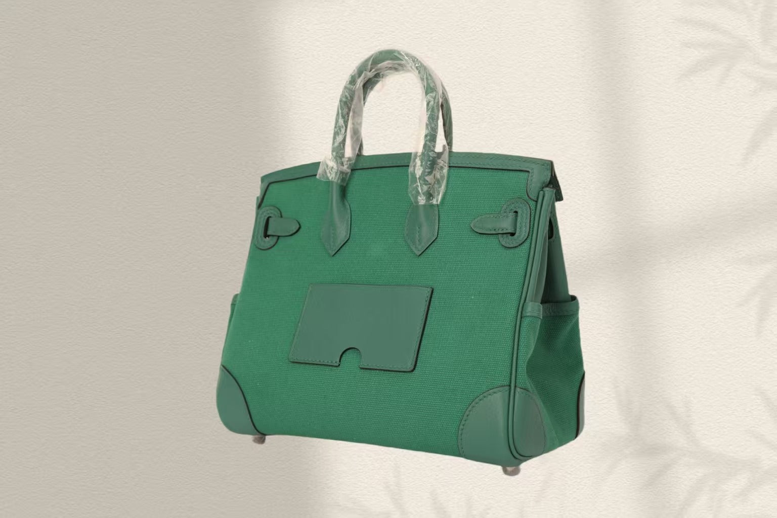 HERMES BIRKIN CARGO 25CM GREEN CANVAS AND LEATHER SILVER HARDWARE
