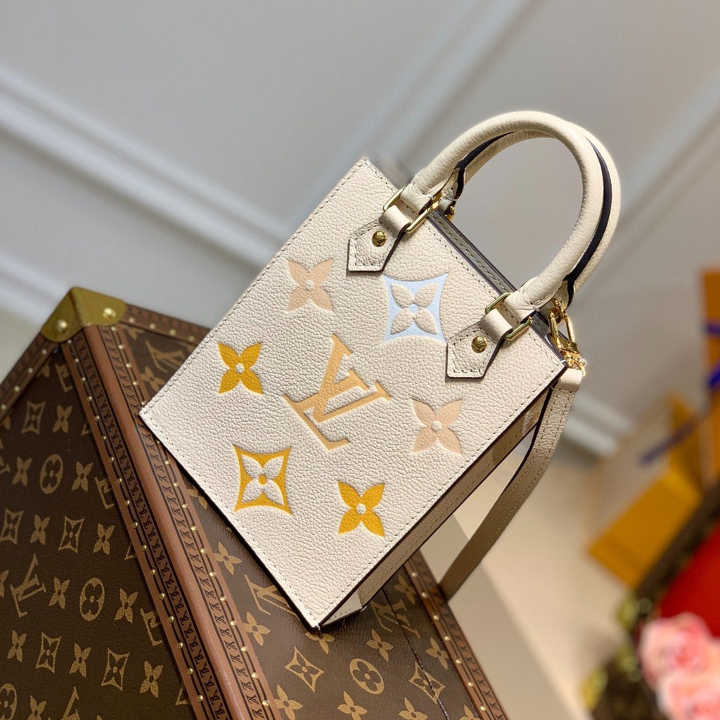 LOUIS VUITTON LV PETIT SAC PLAT CREAM MONOGRAM EMPREINTE COWHIDE LEATHER