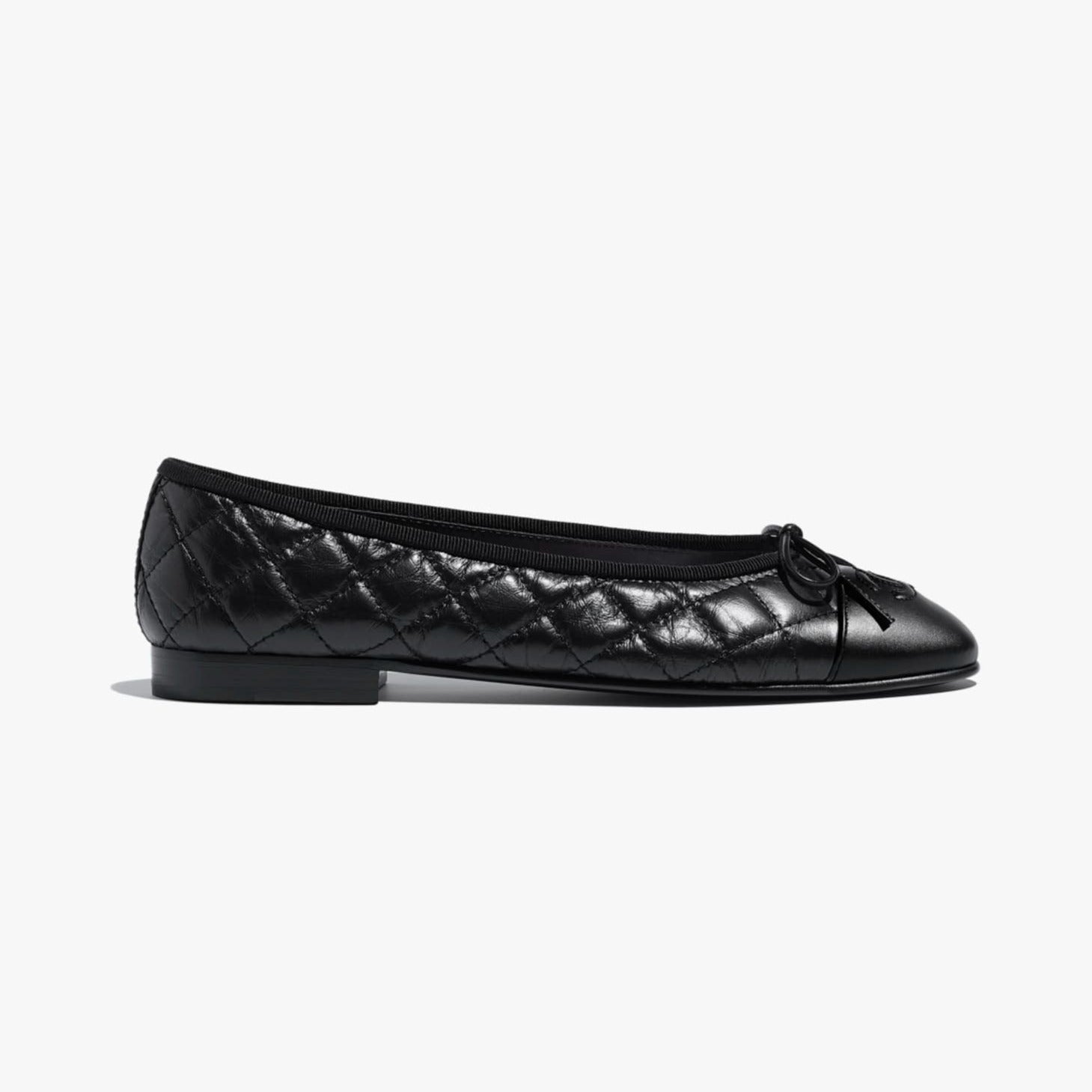 CHANEL BALLET FLATS BLACK AGED CALFSKIN