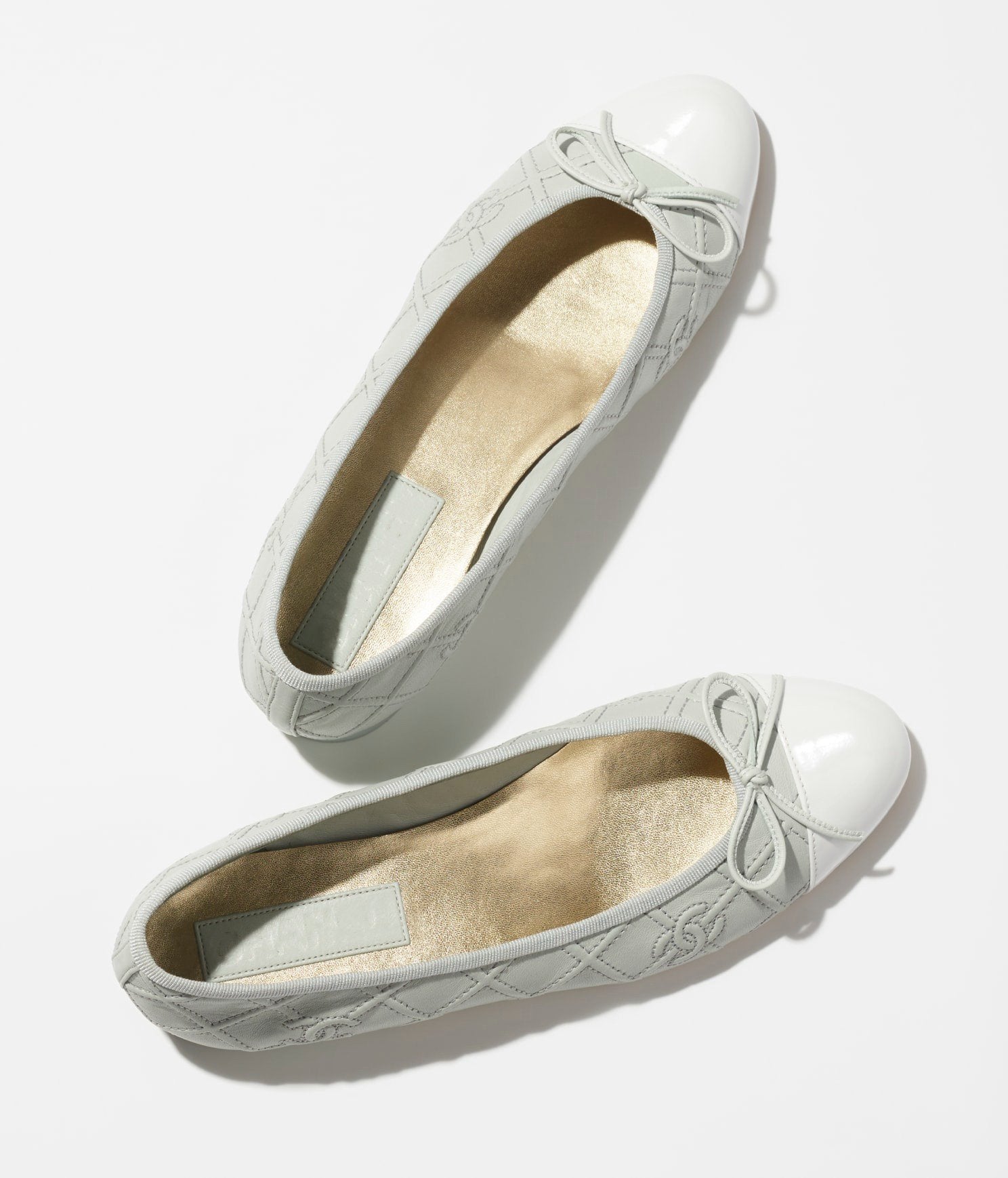 CHANEL BALLET FLATS LIGHT BLUE WHITE LAMBSKIN