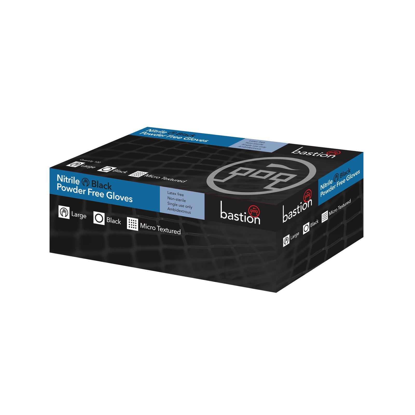 Bastion Nitrile Soft Black - Powder Free Gloves (Carton 1000 Pairs)