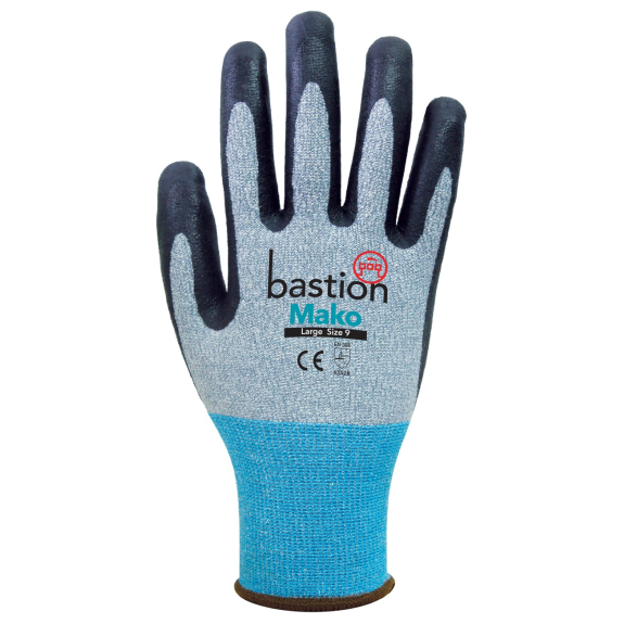 Bastion Mako - Grey HPPE/Spandex Gloves Black Micro Foam Flex Nitrile Coating - (Carton of 120 Pairs) (BSG66530)
