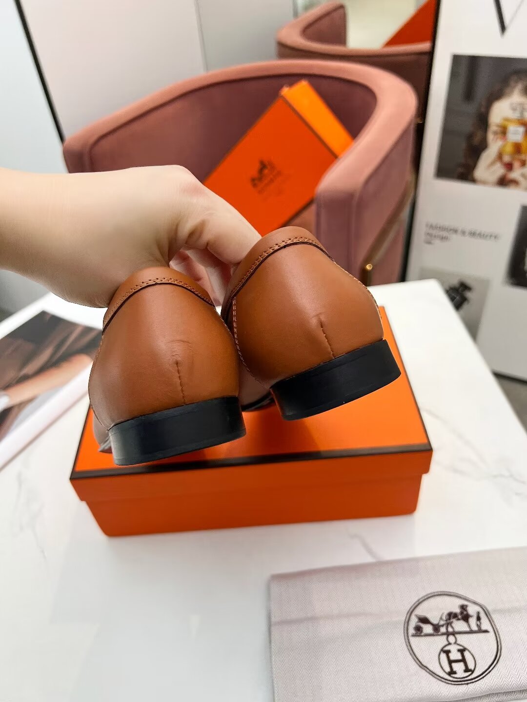 HERMES PARIS LOAFER TAWNY CALFSKIN