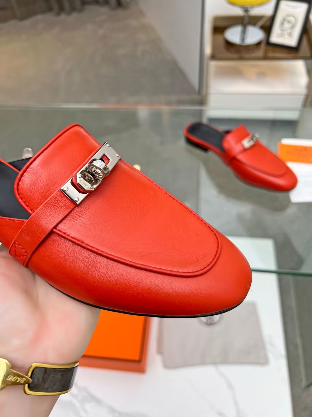 HERMES 0Z MULE CANDY LAMBSKIN