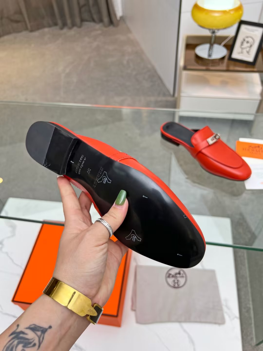 HERMES 0Z MULE CANDY LAMBSKIN