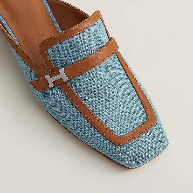 HERMES Groupie Mule Bleu Clair