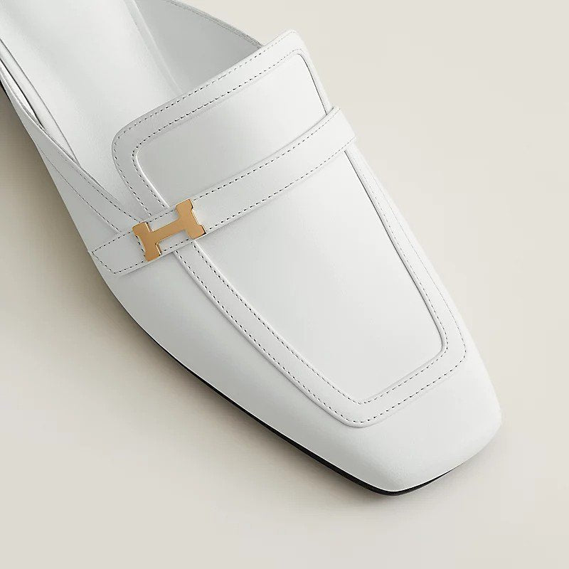 HERMES Groupie Mule Blanc