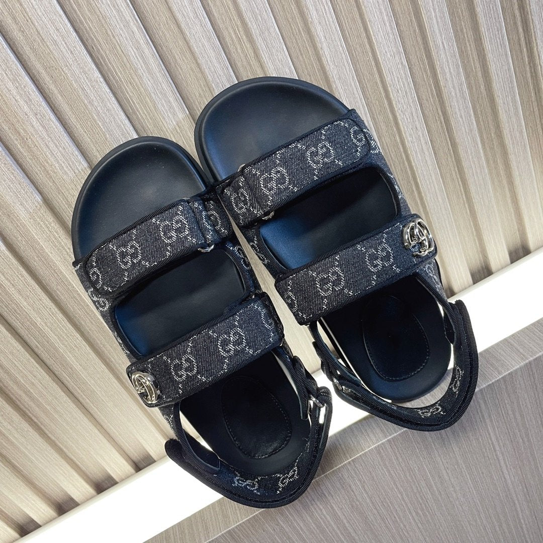 GUCCI CLASSIC CANVAS SANDALS BLACK