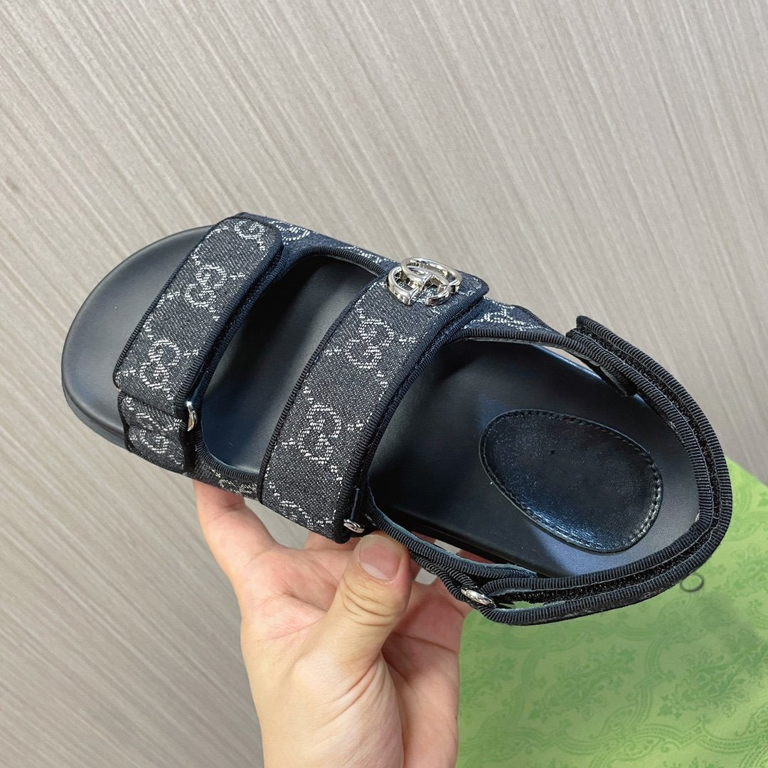 GUCCI CLASSIC CANVAS SANDALS BLACK