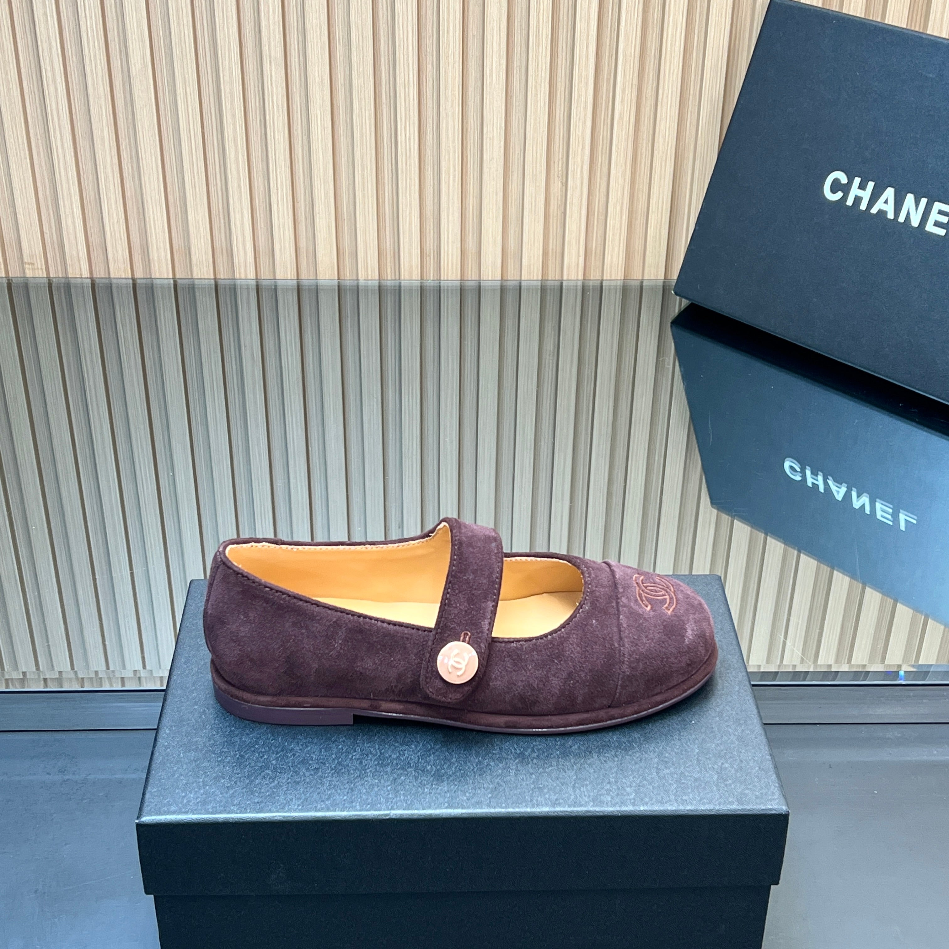 CHANEL 25S DOUBLE-STRAP MARY JANE SHOES IN DARK PURPLE SUEDE