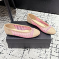 CHANEL BALLET FLAT 25S IN PINK AND BEIGE RAFFIA