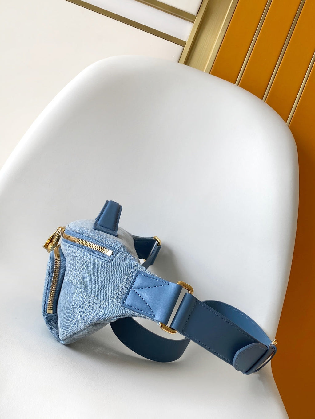LOUIS VUITTON LV 25S RUSH BUMBAG 30 IN BLUE CANVAS DAMIER DENIM