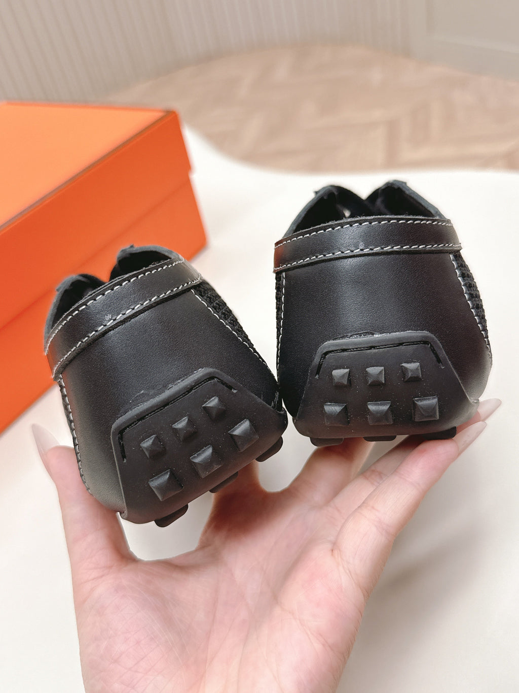 HERMES KIGA SNEAKER IN BLACK CROCHET KNIT AND CALFSKIN
