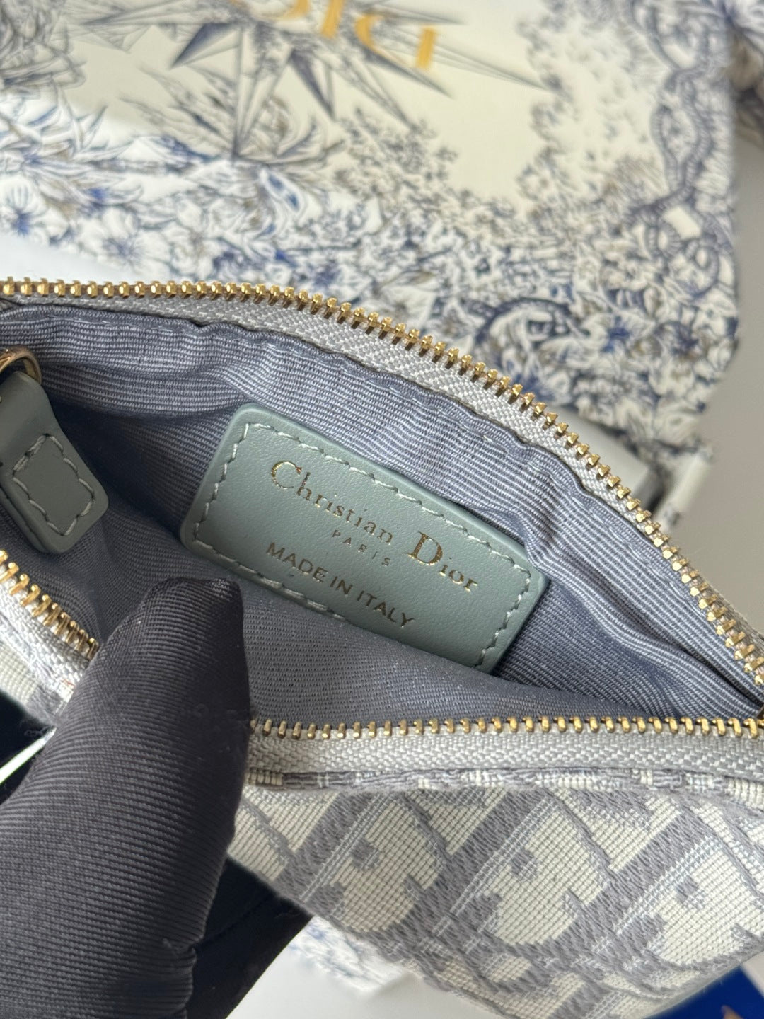 DIOR 25S TRAVEL MYRTE ZIPPED KEY CASE 14 IN GRAY  OBLIQUE JACQUARD CANVAS
