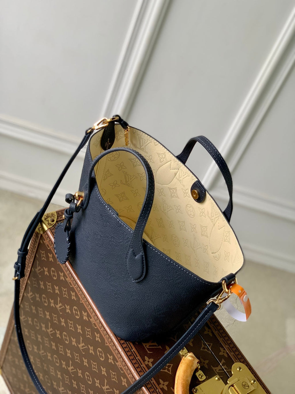 LOUIS VUITTON BLOSSOM PM 20 IN DARK BLUE MONOGRAM PERFORATED CALFSKIN
