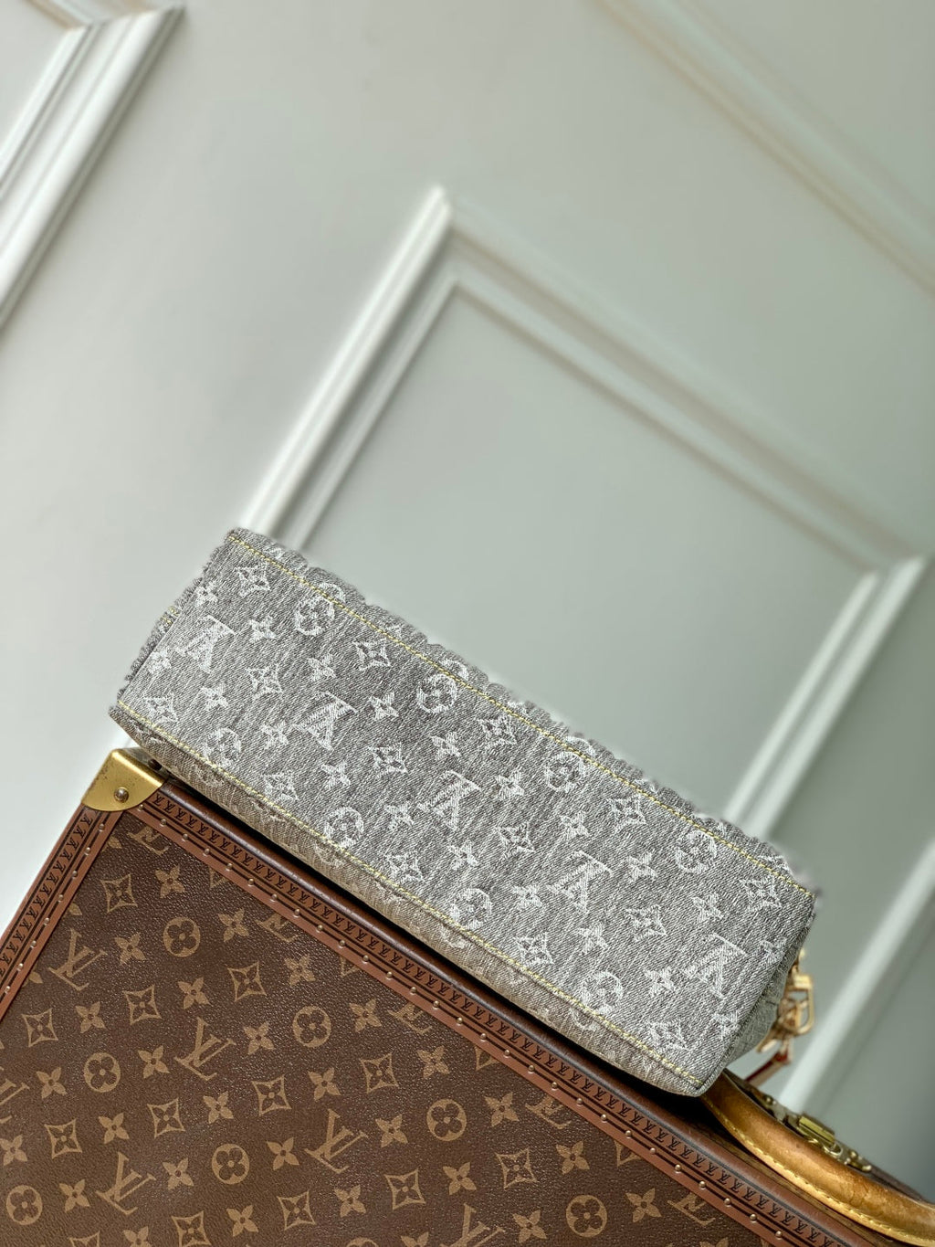 LOUIS VUITTON COUSSIN HOBO MM 38 IN GREY MONOGRAM DENIM