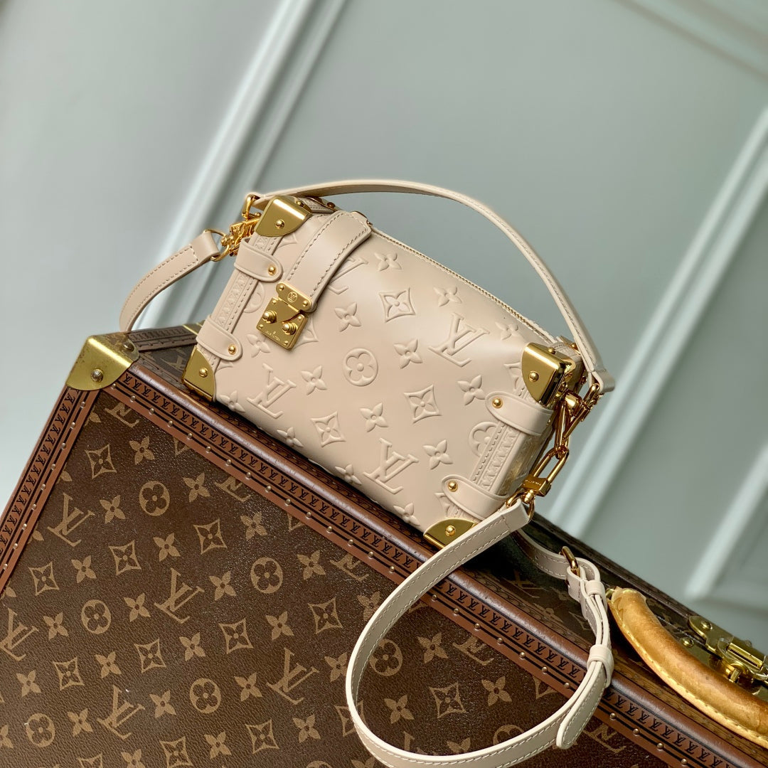 LOUIS VUITTON SIDE TRUNK 19 IN BEIGE MONOGRAM BOLD CALFSKIN GOLD HARDWARE