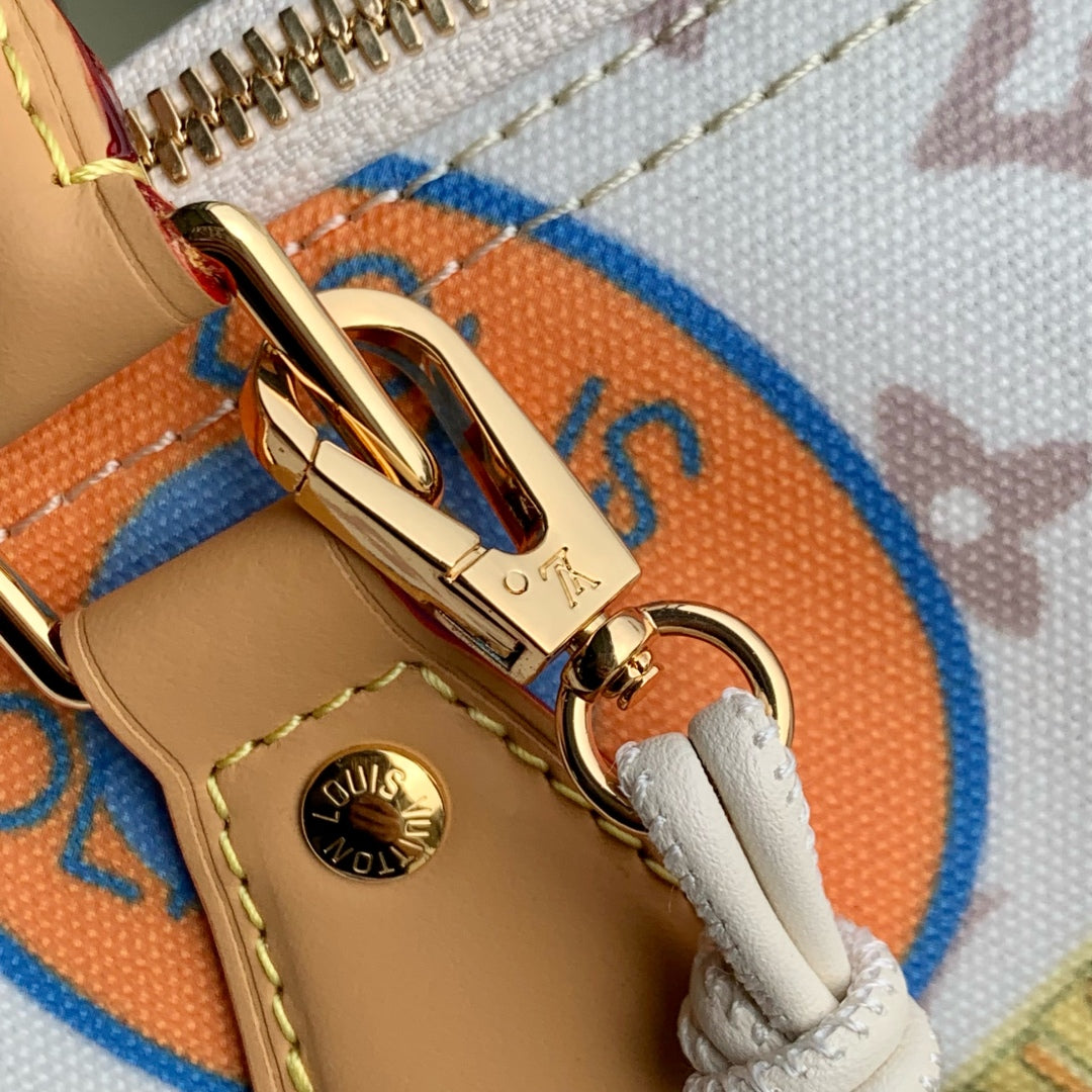 LOUIS VUITTON SPEEDY SOFT 30 IN WHITE MONOGRAM DUNE CANVAS AND CALFSKIN