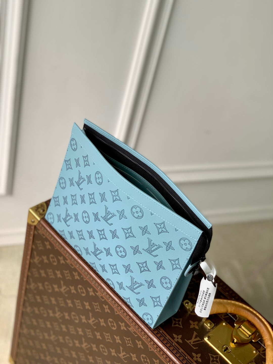 LOUIS VUITTON POCHETTE VOYAGE 26 IN SKY BLUE MONOGRAM ECLIPSE CALFSKIN